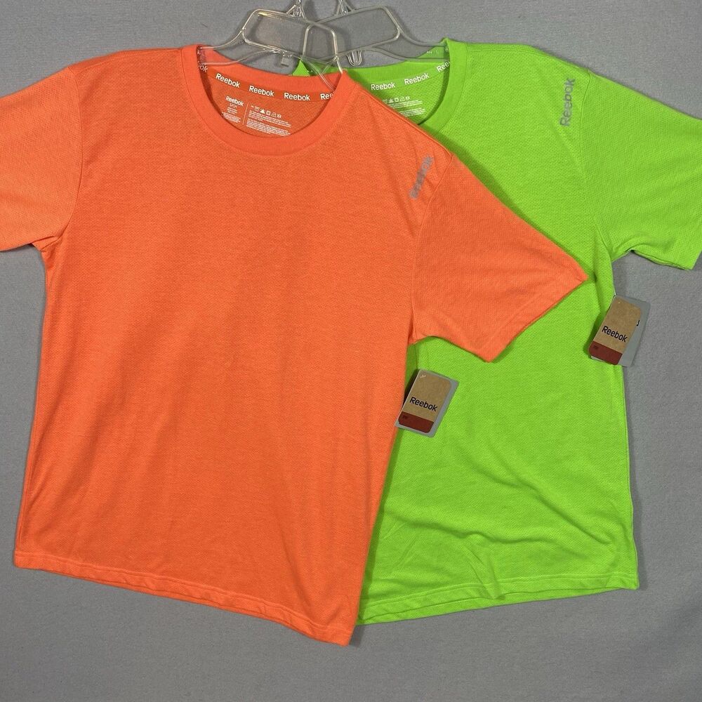 Reebok Mens Orange & Green T-shirts Regular Fit Neptune Small Athletic Shirt New